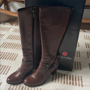 BLONDO "Paulina" Women’s Genuine Brown Leather Waterproof Knee Boots - Size 9.5